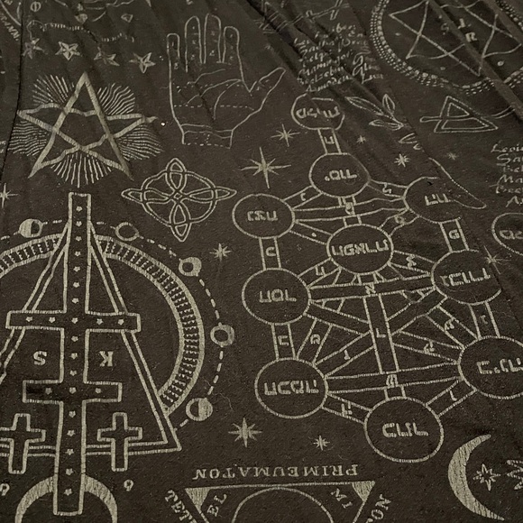 Killstar Black Maxi Skirt with Occult Patterns - Picture 3 of 9